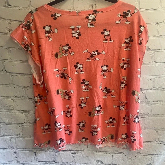 5/$20 Disney‎ Women’s 2 piece Mickey Mouse Pajama Set XL 16/18 Coral - Picture 4 of 11